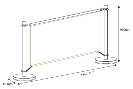 dimension barrière chromée 100 cm