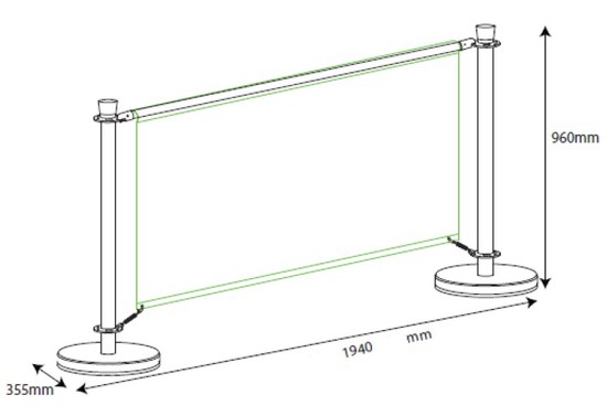 dimension barrière chromée 150 cm