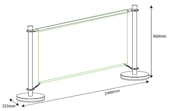 dimension barrière chromée 200 cm