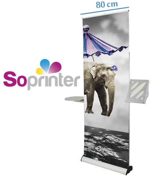 enrouleur roll up tablette et porte document 80 cm