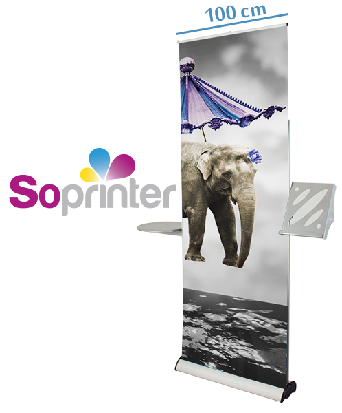 enrouleur roll up tablette et porte document 100 cm