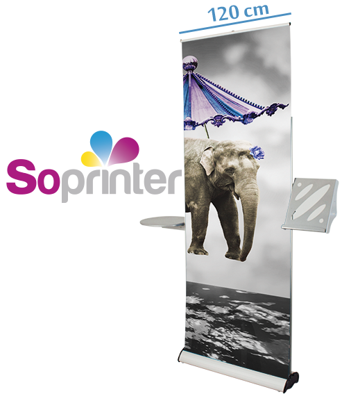 enrouleur roll up tablette et porte document 120 cm