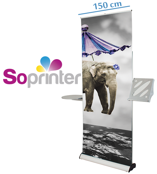 enrouleur roll up tablette et porte document 150 cm