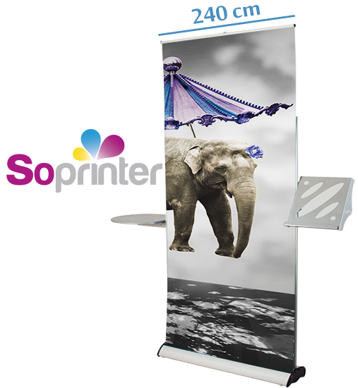 enrouleur roll up tablette et porte document 240 cm