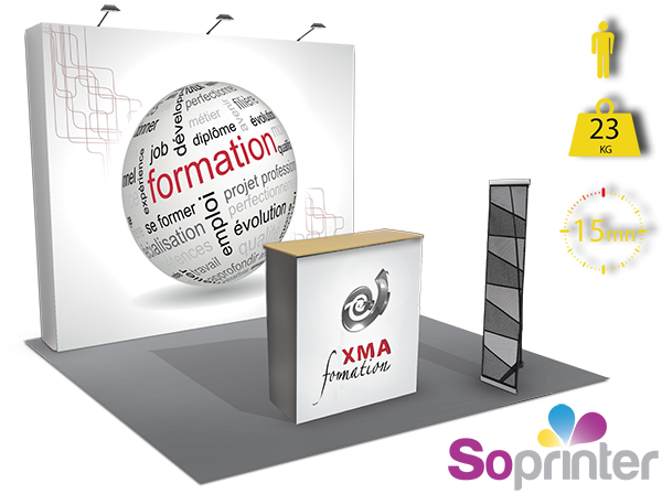 stand portable et pliable 9 m2 textile