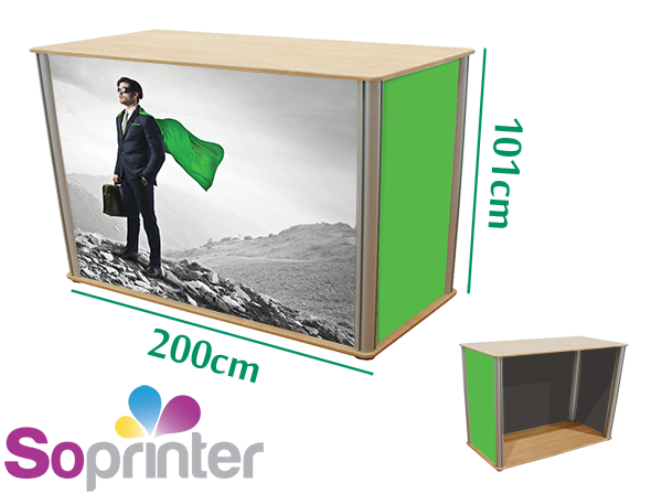 Comptoir en bois droit grande largeur
