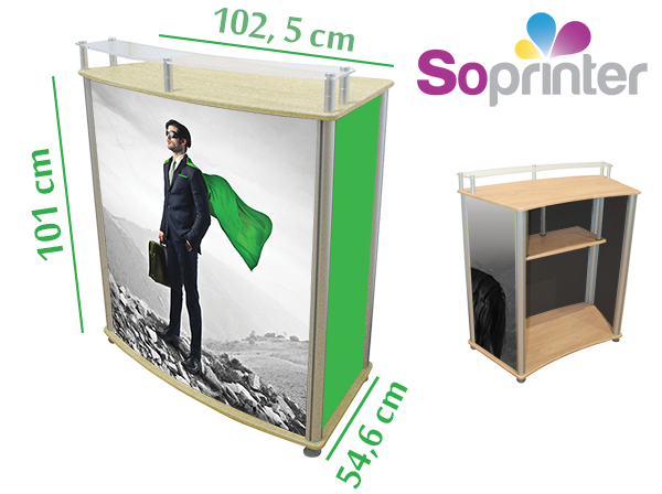 Comptoir en bois courbe tablette plexi