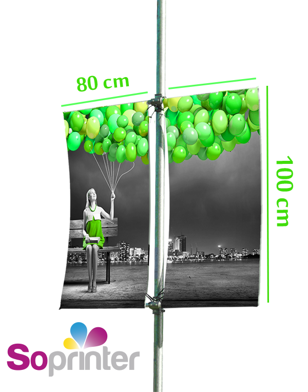 drapeau sur poteau double 80 x 100 cm
