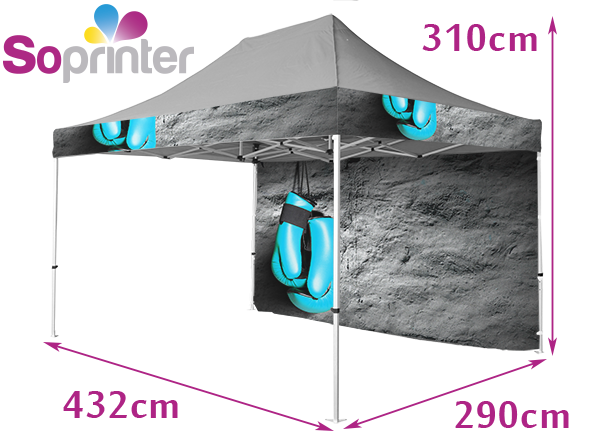 Tente 3 X 4,5 frontons mur fond