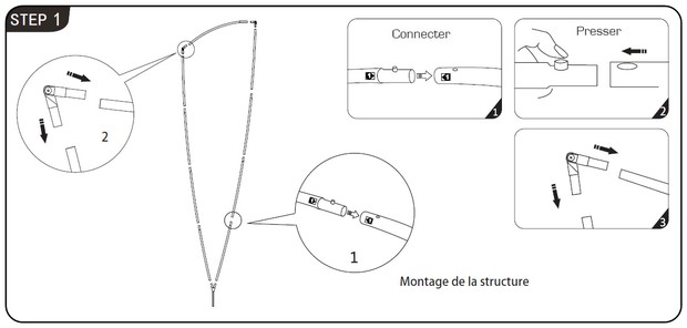 Montage de la structure du drapeau intérieur pagaie