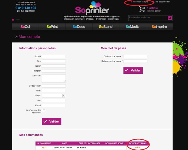 via votre compte client