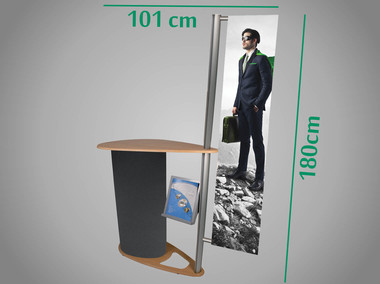 Comptoir ellipse avec totem