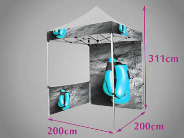 Tente 2 X 2 fronton, mur et demi mur