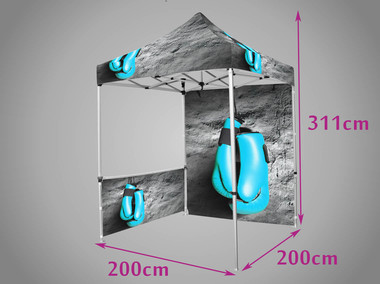 Tente 2 X 2 toit, mur et demi mur